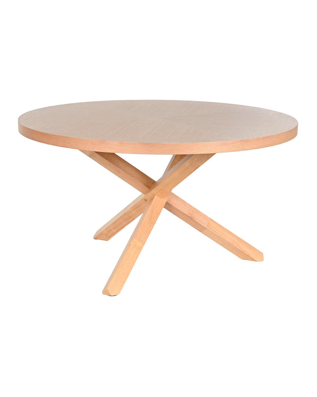 Home ESPRIT eettafel in natuurlijk hout and rubber, 137x137x75 cm, modern dining table with a natural wood finish.