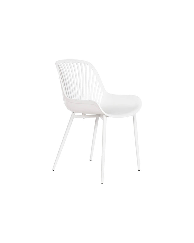 Home ESPRIT white chair with wooden legs, measuring 50.5 x 55 x 82 cm, suitable for home and kitchen furniture.
