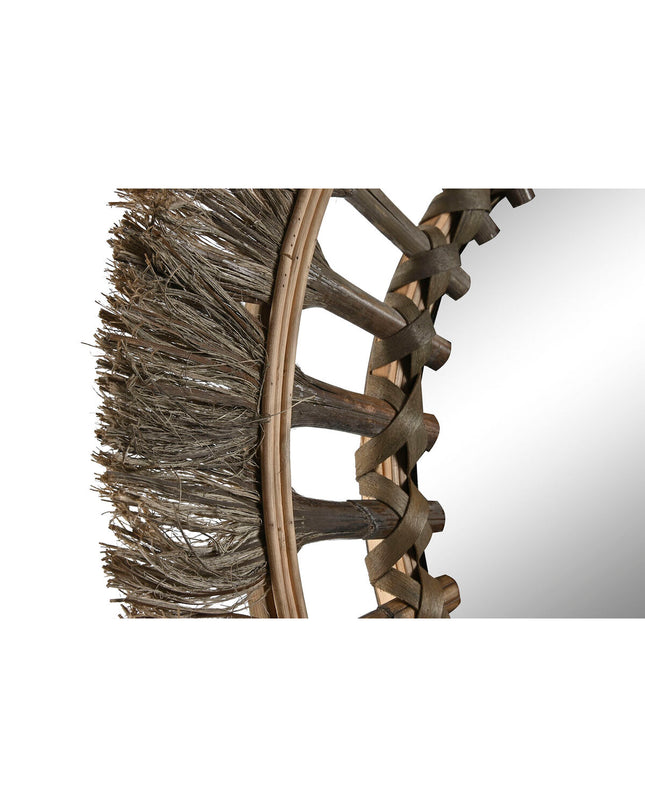 Home ESPRIT tropical round wall mirror, natural wood frame, 60x60 cm, perfect for home decor and interior styling.