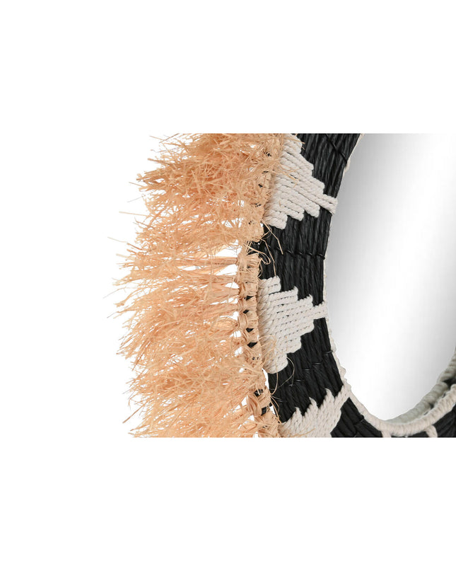 Home ESPRIT round wall mirror with black natural tropical frame, 50x3x50 cm, stylish home decor for modern interiors