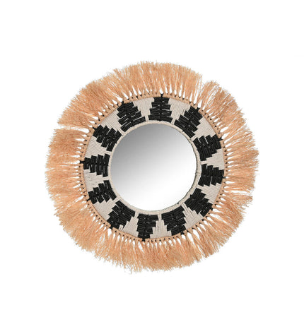 Home ESPRIT tropical wall mirror with black and natural wood finish, 50x3x50 cm, stylish home decor for living spaces.