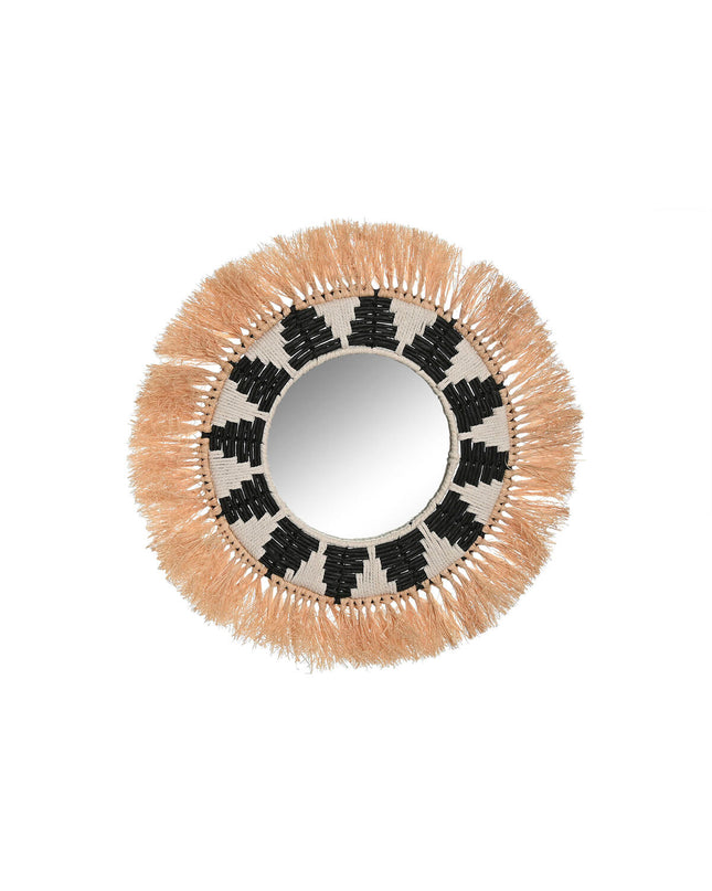 Home ESPRIT tropical wall mirror with black and natural wood finish, 50x3x50 cm, stylish home decor for living spaces.