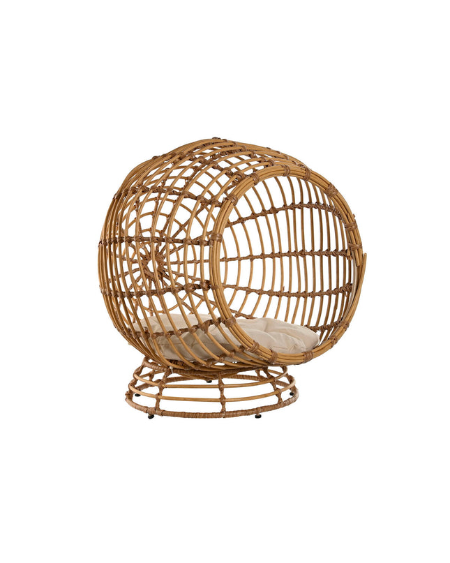 Home ESPRIT hondenbed in natuurlijk synthetisch rotan, 60x58x58 cm, designed for small pets, with a cozy, stylish appearance.