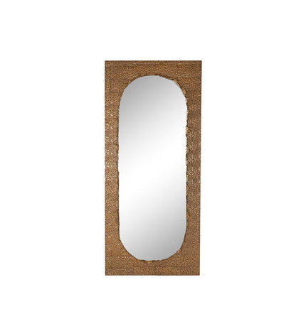 Home ESPRIT gold metal wall mirror, 80x6x180 cm, stylish home decor with sleek frame and modern design.