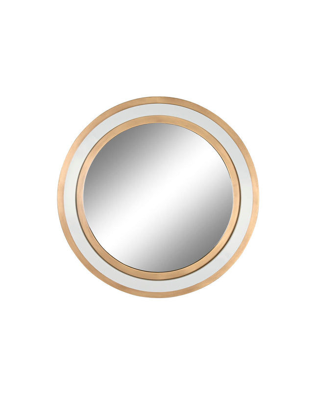 Home ESPRIT gold round wall mirror, 108x5.5x108 cm, with a sleek modern design for home decor.