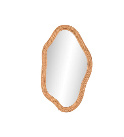 Home ESPRIT round wall mirror with natural crystal and rattan frame, measuring 71x2.5x120.5 cm, ideal for home decor.