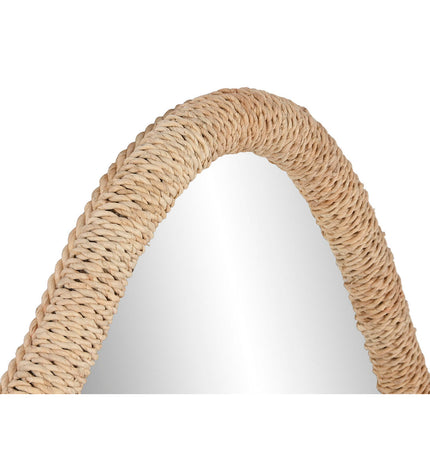 Home ESPRIT Wandspiegel in rotan with natural crystal accents, Scandi style mirror measuring 63.5 x 4.5 x 101 cm.
