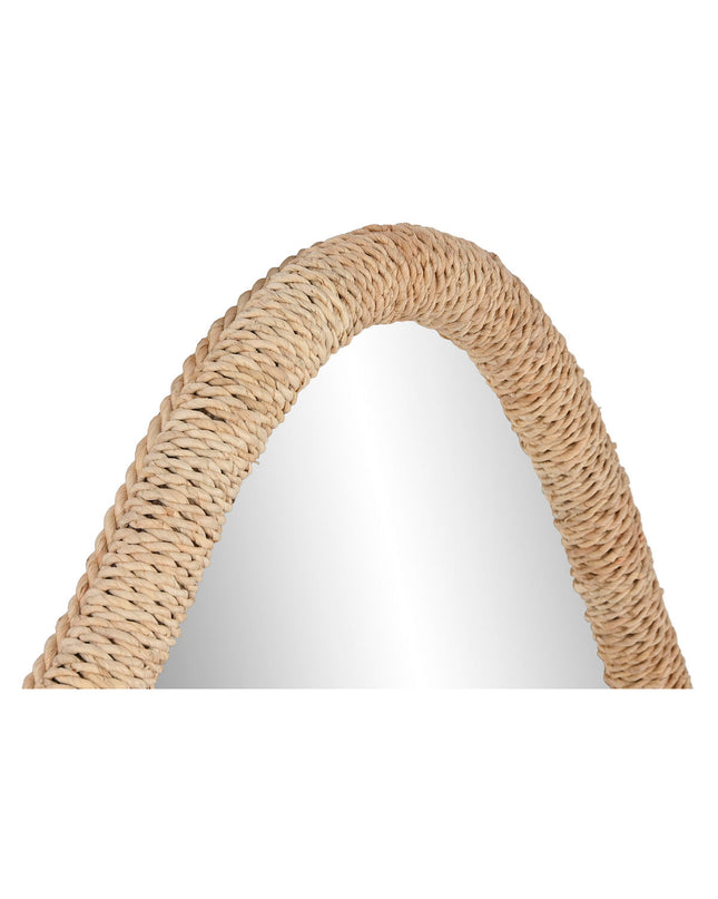 Home ESPRIT Wandspiegel in rotan with natural crystal accents, Scandi style mirror measuring 63.5 x 4.5 x 101 cm.