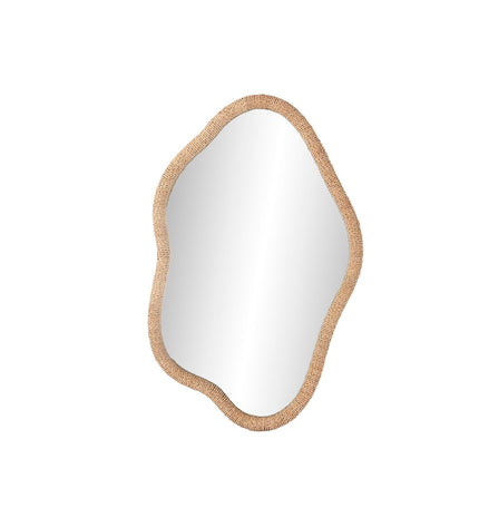 Home ESPRIT round wall mirror with natural crystal glass and rattan frame, Scandinavian style, 63.5 x 4.5 x 101 cm.