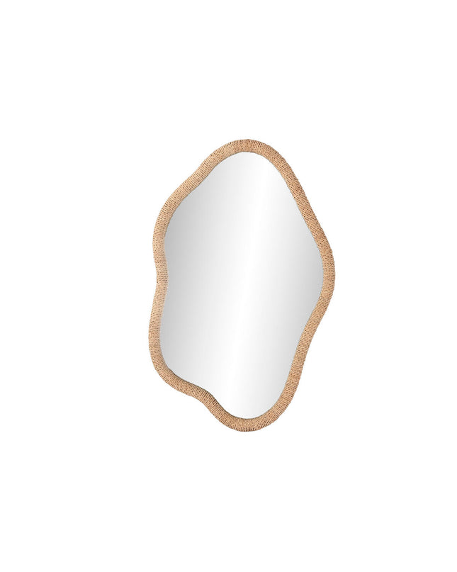 Home ESPRIT round wall mirror with natural crystal glass and rattan frame, Scandinavian style, 63.5 x 4.5 x 101 cm.