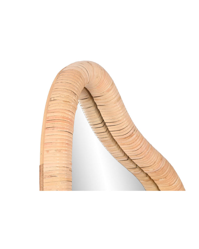 Home ESPRIT round wall mirror with natural crystal and rattan frame, Scandi style, 52.5 x 4 x 150 cm, for home decor.