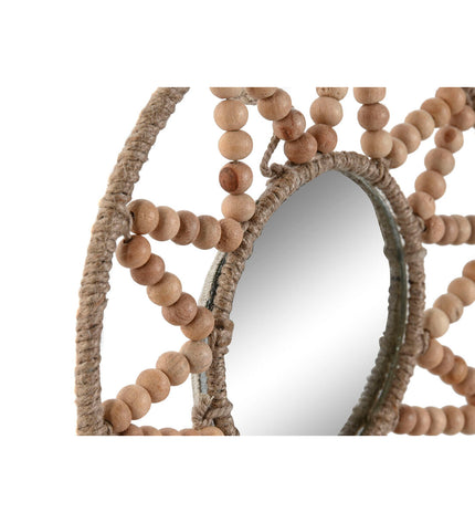 Set of three Home ESPRIT Scandi-style mirrors, 20x20 cm, natural wood finish for home decor and interior decoration.