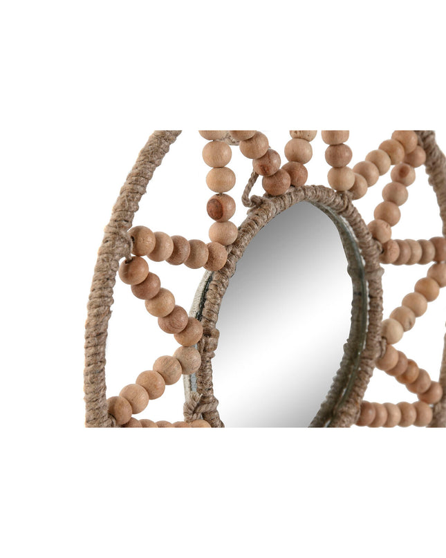 Set of three Home ESPRIT Scandi-style mirrors, 20x20 cm, natural wood finish for home decor and interior decoration.