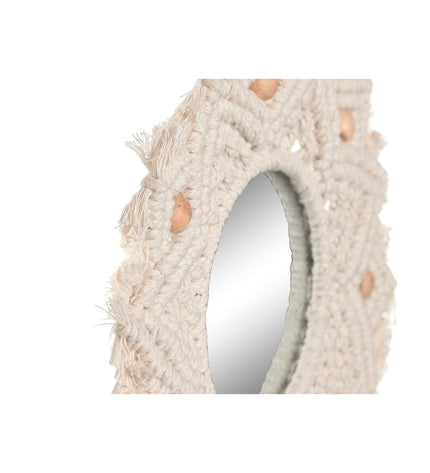 Set of three boho-style Home ESPRIT white mirrors, 20x20 cm, for home decor and wall decoration.