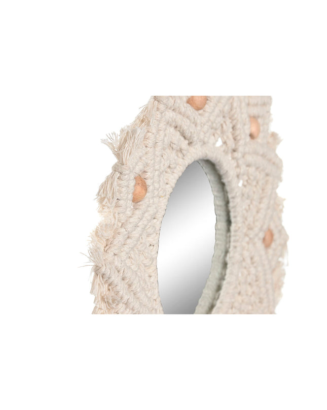 Set of three boho-style Home ESPRIT white mirrors, 20x20 cm, for home decor and wall decoration.