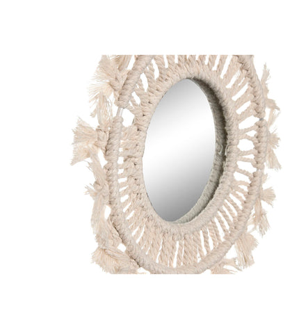 Set of three Home ESPRIT Boho white wall mirrors, 20x20 cm, with round frames, ideal for home decor.