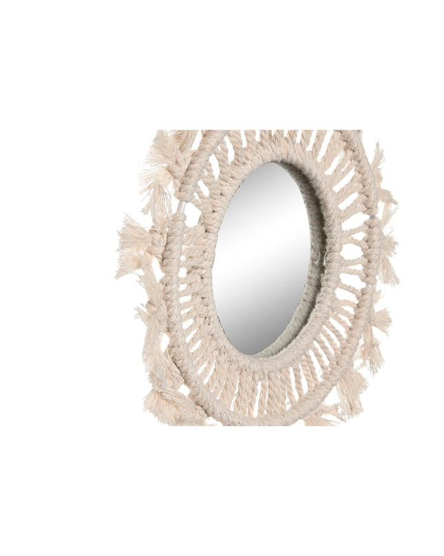 Set of three Home ESPRIT Boho white wall mirrors, 20x20 cm, with round frames, ideal for home decor.