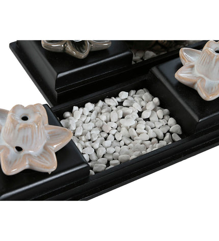 Pair of Home ESPRIT ceramic wood Buddha essential oil burners, 24x8x14 cm, decorative home and kitchen accessories.