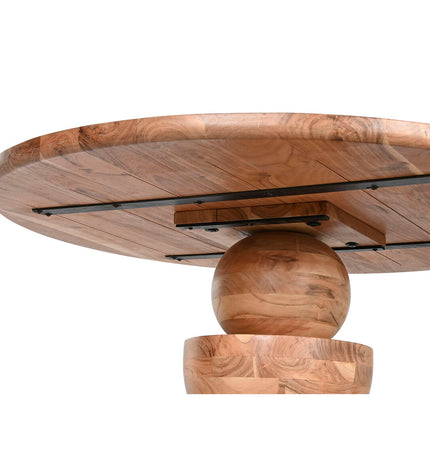 Home ESPRIT brown acacia dining table with natural finish, 115x115x76 cm, showcasing the sturdy wooden surface and modern design.