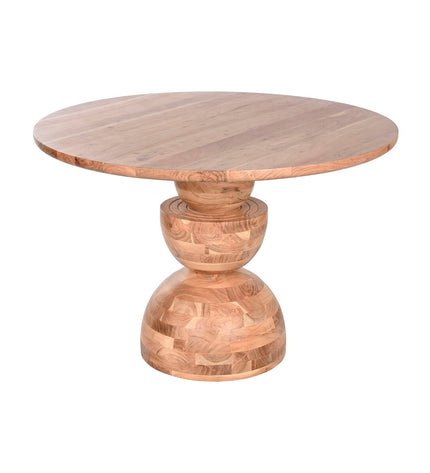 Home ESPRIT brown acacia dining table, square shape, natural wood finish, measuring 115x115x76 cm, suitable for home dining rooms.