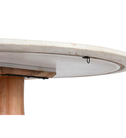 Home ESPRIT eettafel with natural marble top and acacia wood legs, 115x115x76 cm, modern dining table for home and kitchen.