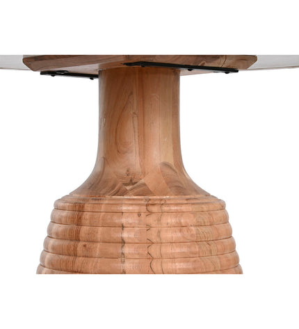 Home ESPRIT dining table with natural marble top and acacia wood legs, square shape, 115x115x76 cm, modern kitchen furniture.