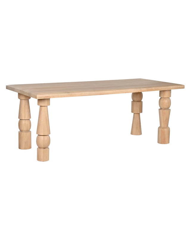 Home ESPRIT eettafel with natural mangohout, 200x90x76 cm, showcasing the wooden tabletop and sturdy legs.