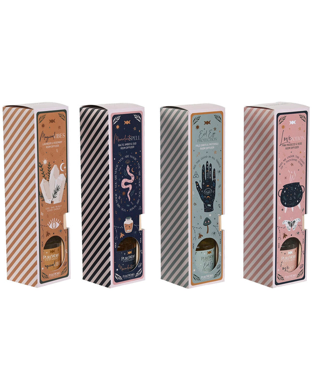 Home ESPRIT Stads luchtverfrisser set with four 50 ml bottles, designed for home and kitchen decor, featuring urban scent themes.