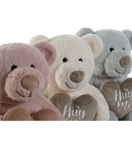 Set of three Home ESPRIT soft plush toys in blue, white, and pink, measuring 25x30x37 cm, for children’s play and cuddling.