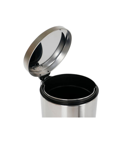 Home ESPRIT 12L silver stainless steel and polypropylene pedal trash bin for home use, with a foot pedal and lid.