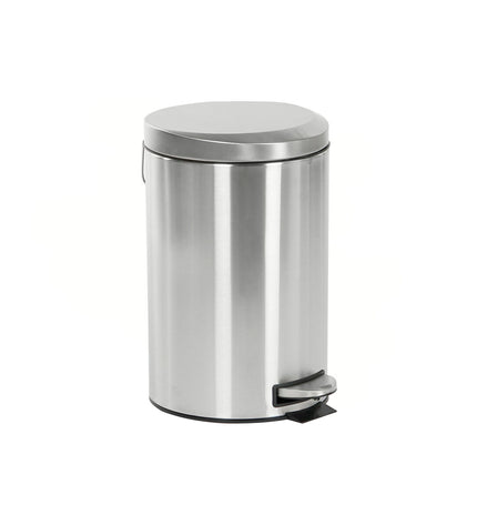 Home ESPRIT 12L silver metal and plastic pedal trash can with lid, ideal for home kitchen and organization.