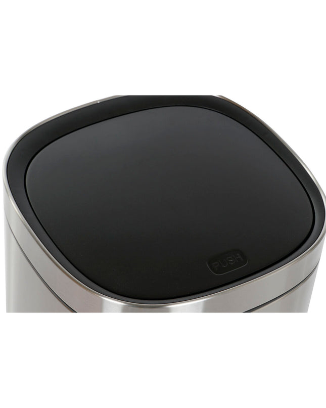 Home ESPRIT 30L silver waste bin with stainless steel and polypropylene construction for home storage and organization.