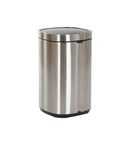 Home ESPRIT 30L silver stainless steel waste bin with lid for home kitchen and storage, made of durable polypropyleen.