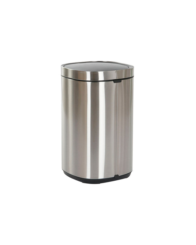 Home ESPRIT 30L silver stainless steel waste bin with lid for home kitchen and storage, made of durable polypropyleen.
