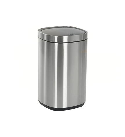 Home ESPRIT 30L silver waste bin made of stainless steel and polypropylene, suitable for home kitchen storage and organization.