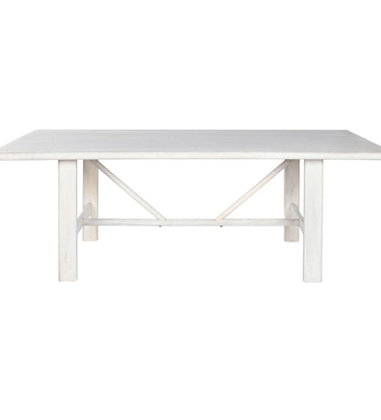 Home ESPRIT eettafel with white mango wood surface, measuring 213.4 x 96.5 x 76.2 cm, in a modern dining room setting.
