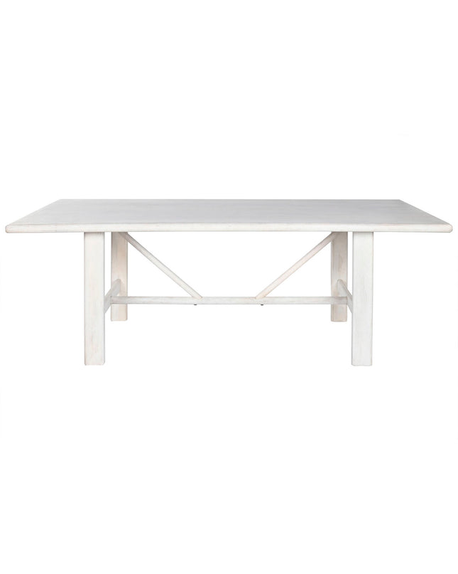 Home ESPRIT eettafel with white mango wood surface, measuring 213.4 x 96.5 x 76.2 cm, in a modern dining room setting.