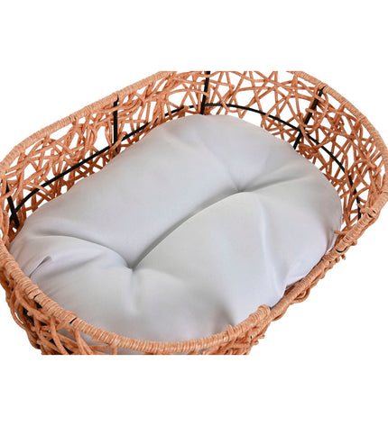 Home ESPRIT hondenbed in lichtbruin synthetisch rotan with metal frame, 50x35x14 cm, suitable for small pets.