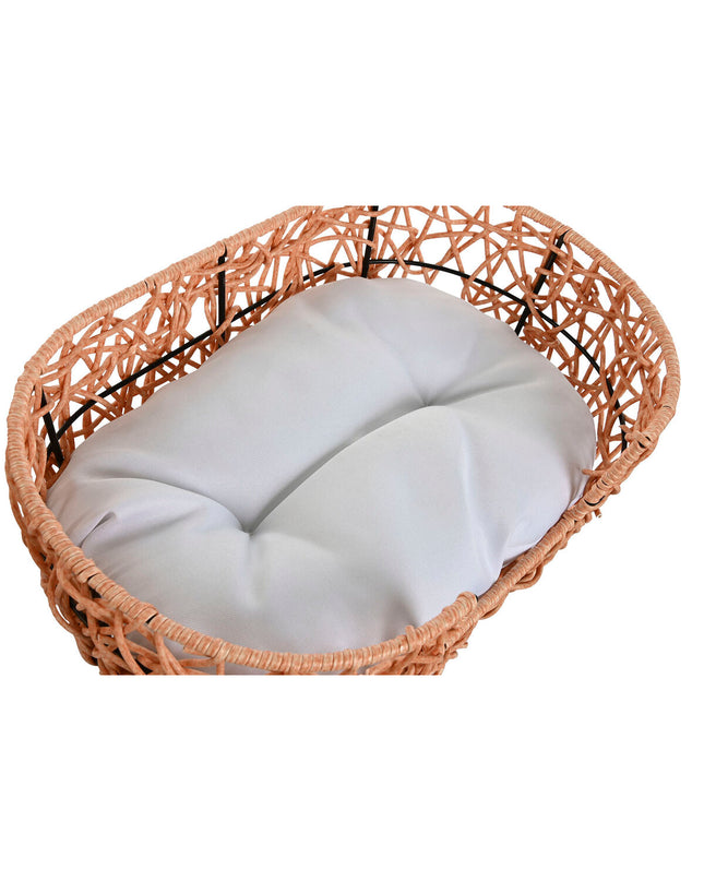 Home ESPRIT hondenbed in lichtbruin synthetisch rotan with metal frame, 50x35x14 cm, suitable for small pets.
