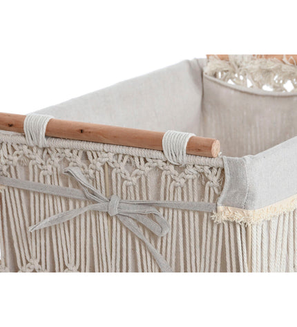 Home ESPRIT white metal laundry basket with shabby chic design, 42x32x51 cm, featuring five compartments for laundry organization.