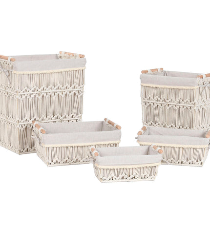 Home ESPRIT shabby chic laundry basket in natural metal with five compartments, measuring 42x32x51 cm for home organization.