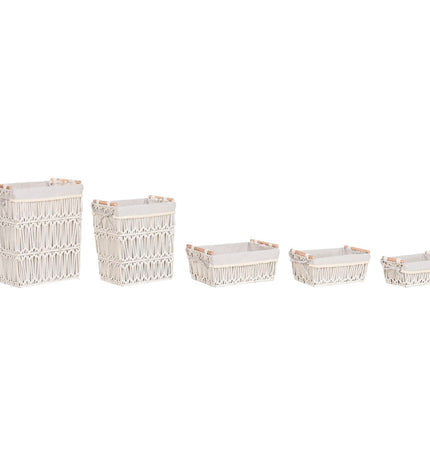 Home ESPRIT white metal laundry basket with shabby chic design, 42x32x51 cm, featuring five compartments for home storage and organization.