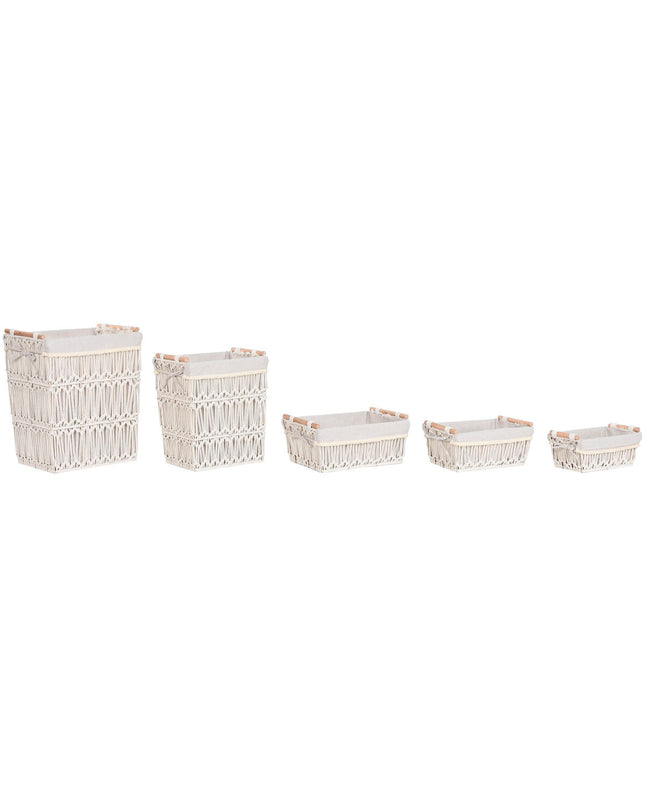 Home ESPRIT white metal laundry basket with shabby chic design, 42x32x51 cm, featuring five compartments for home storage and organization.