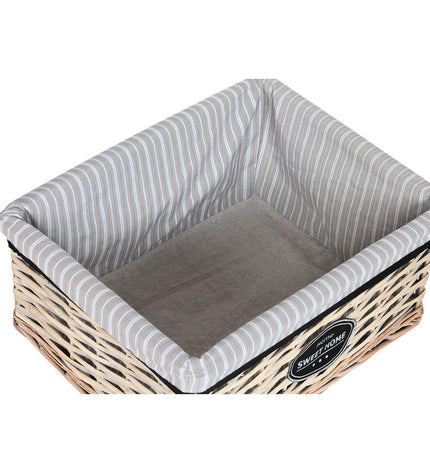Home ESPRIT laundry basket in natural, white, brown, and gray wicker design with 5 compartments, measuring 47x35x55 cm.