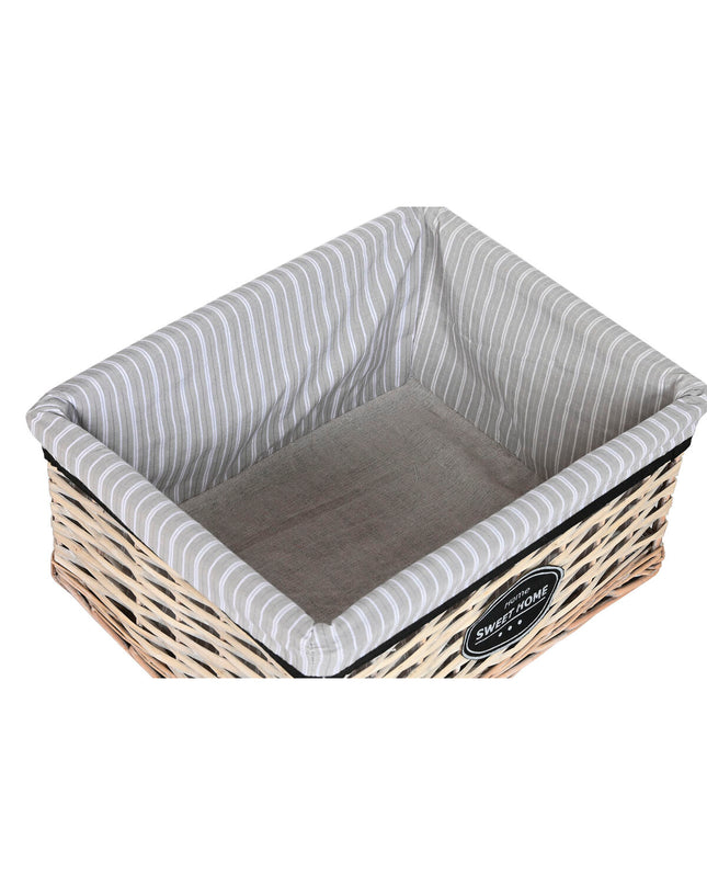 Home ESPRIT laundry basket in natural, white, brown, and gray wicker design with 5 compartments, measuring 47x35x55 cm.