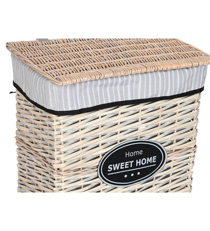 Home ESPRIT laundry basket in natural, brown, black, and gray woven design, measuring 47x35x55 cm with five parts for home storage.