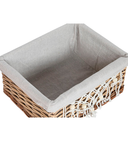 Home ESPRIT Wasmand in wit met natuurlijk vlechtwerk, shabby chic stijl, 47x35x55 cm, met 5 onderdelen voor huis en koken opslag.