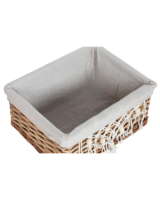 Home ESPRIT Wasmand in wit met natuurlijk vlechtwerk, shabby chic stijl, 47x35x55 cm, met 5 onderdelen voor huis en koken opslag.