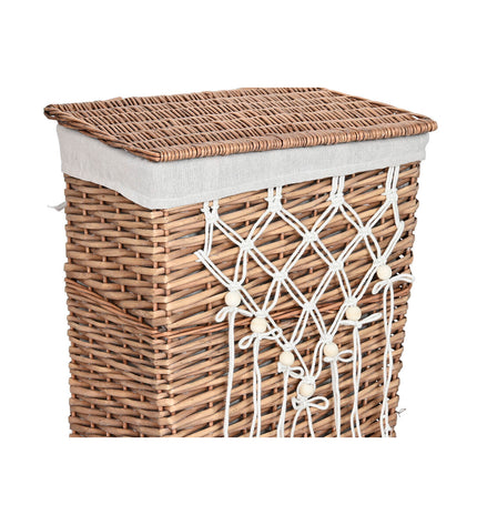 Home ESPRIT wicker laundry basket in natural color with shabby chic design, measuring 47x35x55 cm, includes 5 storage parts.