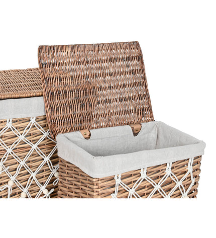 Home ESPRIT wicker laundry basket in natural finish with shabby chic design, measuring 47x35x55 cm, with five parts for storage.